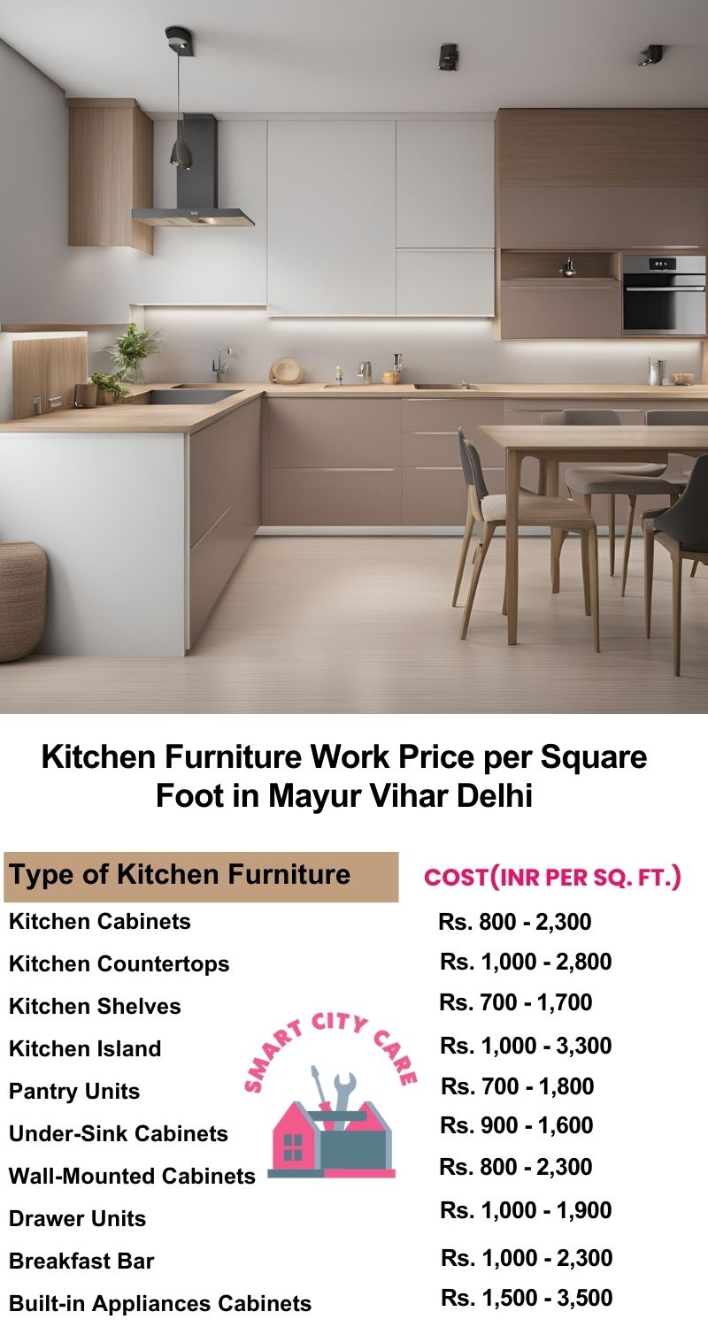 Kitchen Furniture Work rate list per Square Foot in Mayur Vihar,Delhi