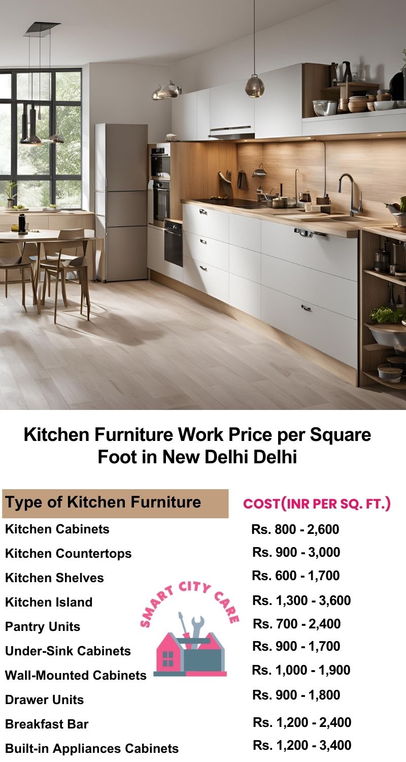 Kitchen Furniture Work rate list per Square Foot in New Delhi,Delhi