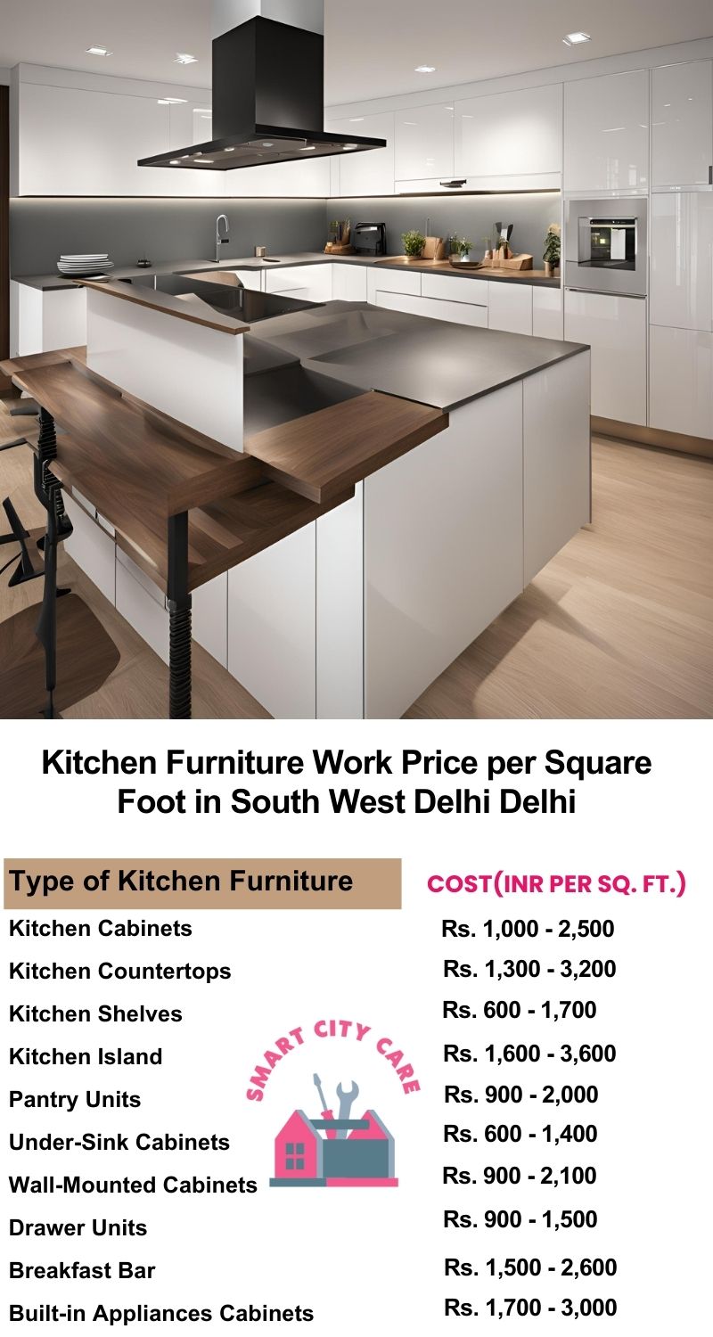 Kitchen Furniture Work rate list per Square Foot in South West Delhi,Delhi