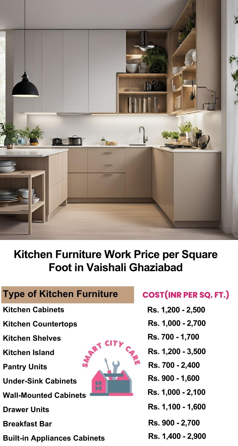 Kitchen Furniture Work rate list per Square Foot in Vaishali,Ghaziabad