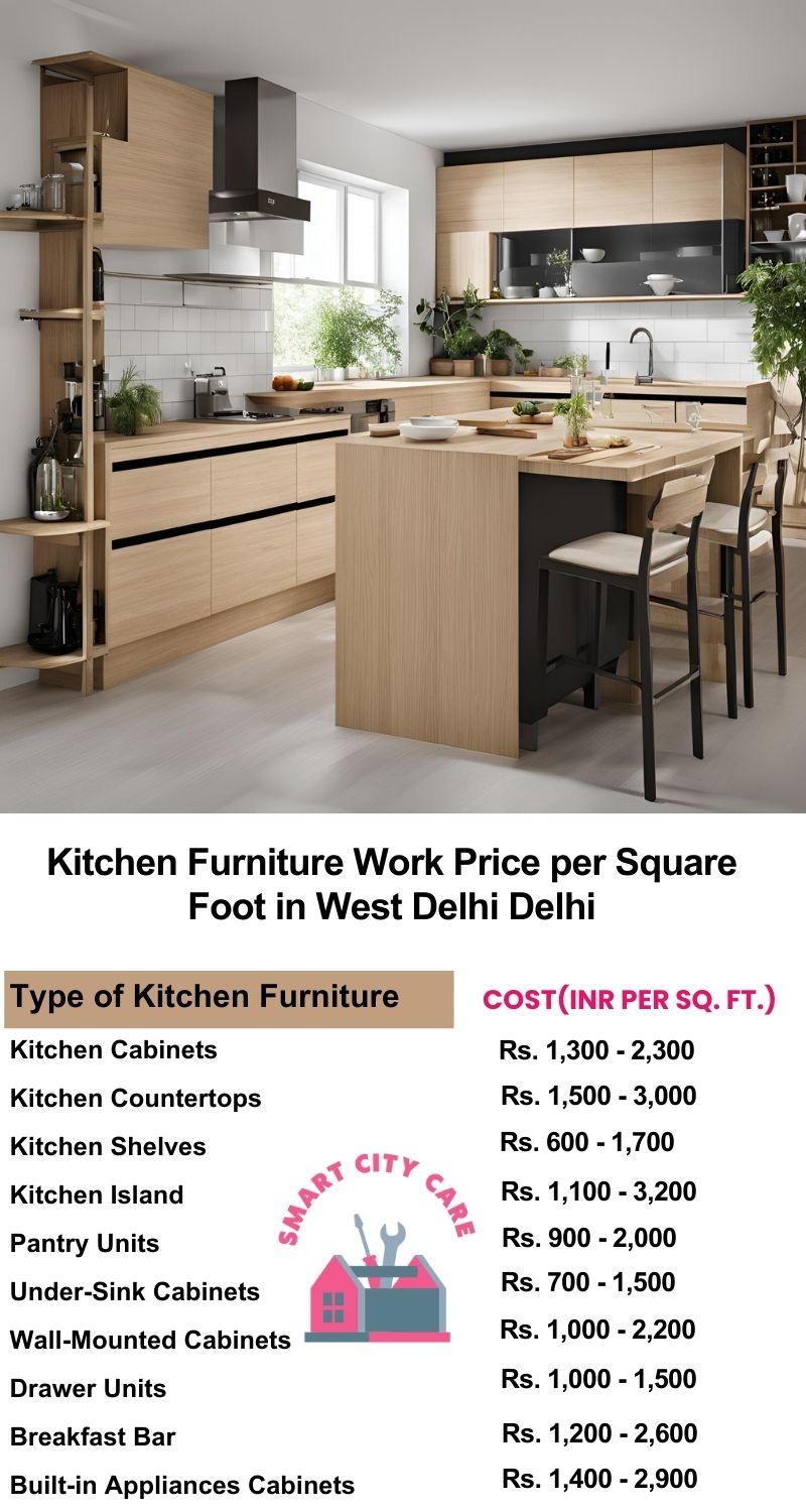 Kitchen Furniture Work rate list per Square Foot in West Delhi,Delhi