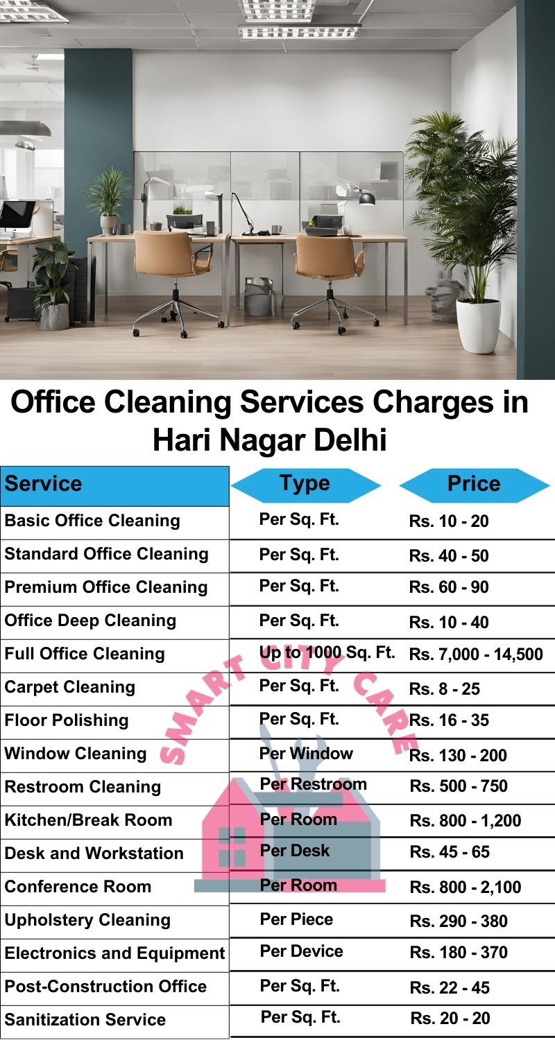 Office cleaning services Hari Nagar, Delhi price list