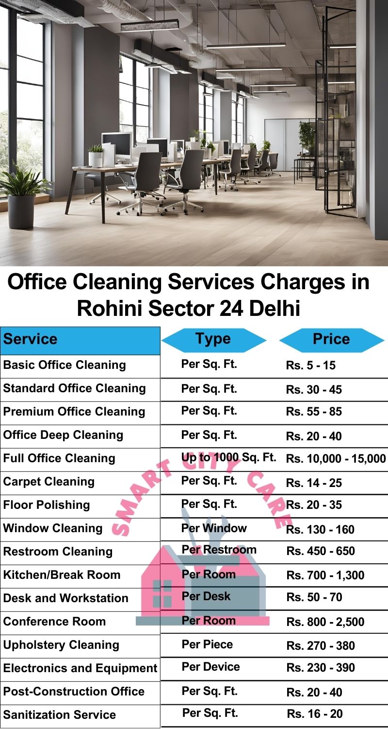 Office cleaning services Rohini Sector 24, Delhi price list