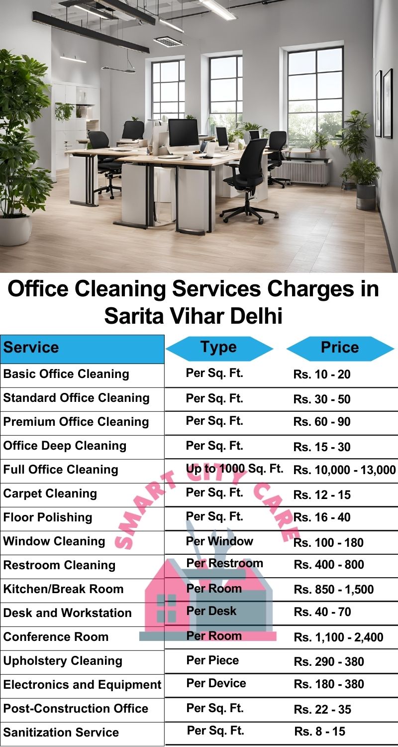 Office cleaning services Sarita Vihar, Delhi price list