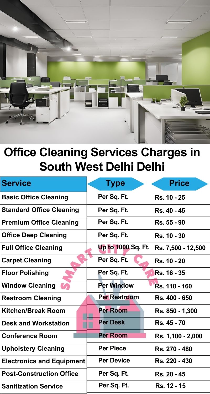 Office cleaning services South West Delhi, Delhi price list