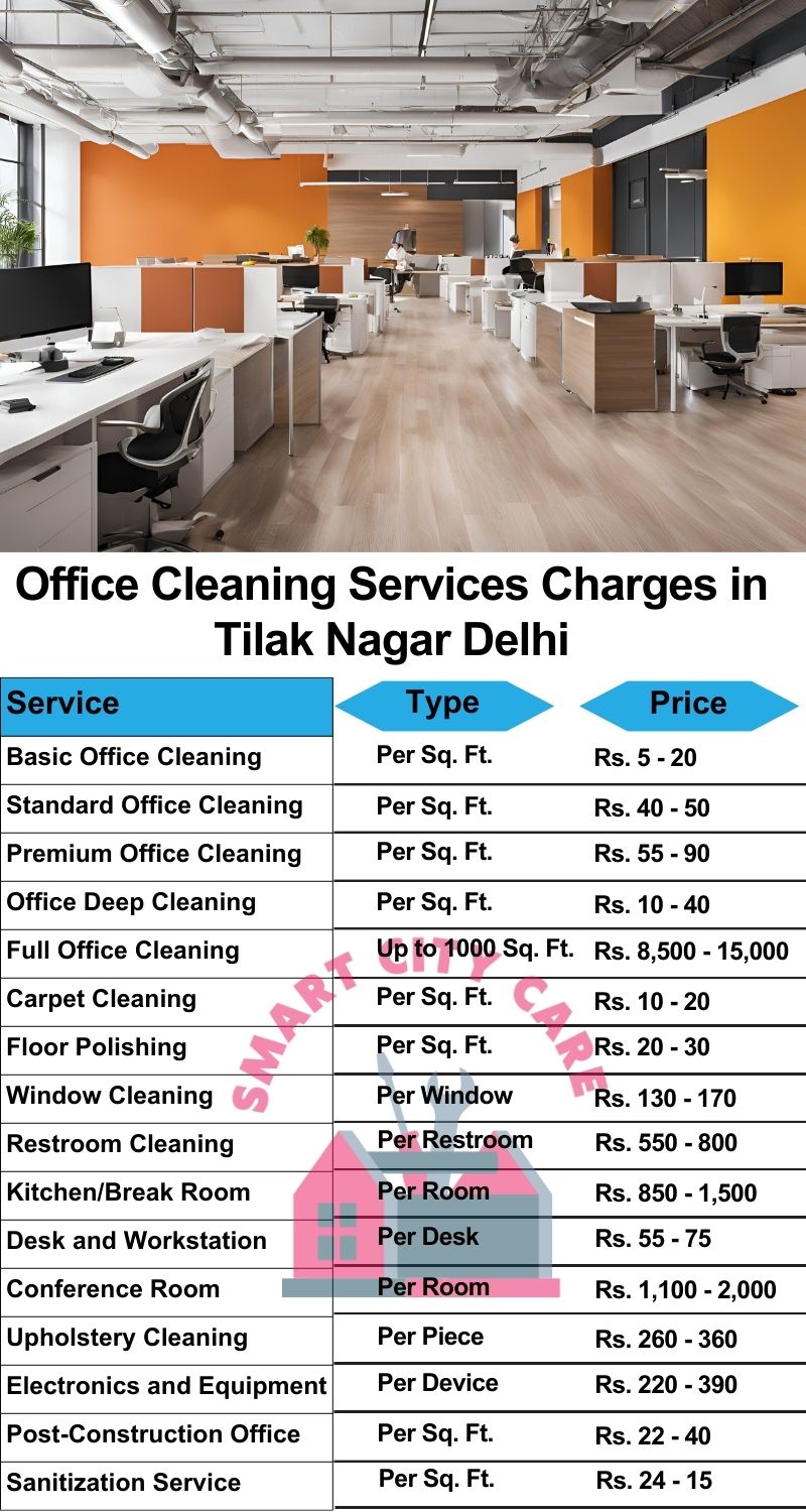 Office cleaning services Tilak Nagar, Delhi price list