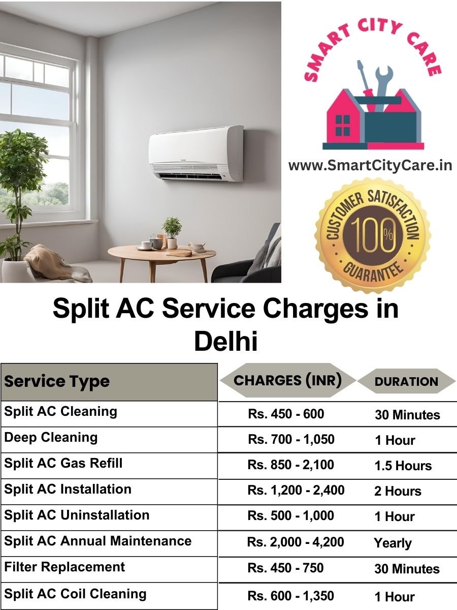 Split AC Service cost list in Delhi