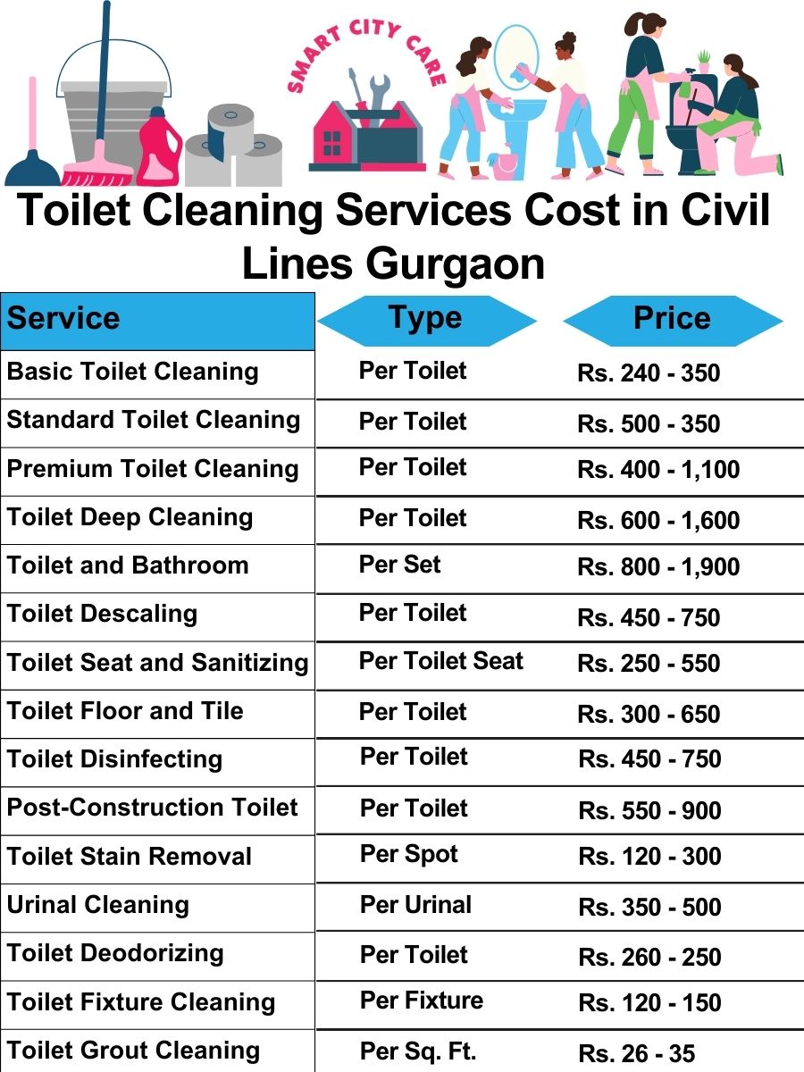 Toilet cleaning services price list in Civil Lines, Gurgaon