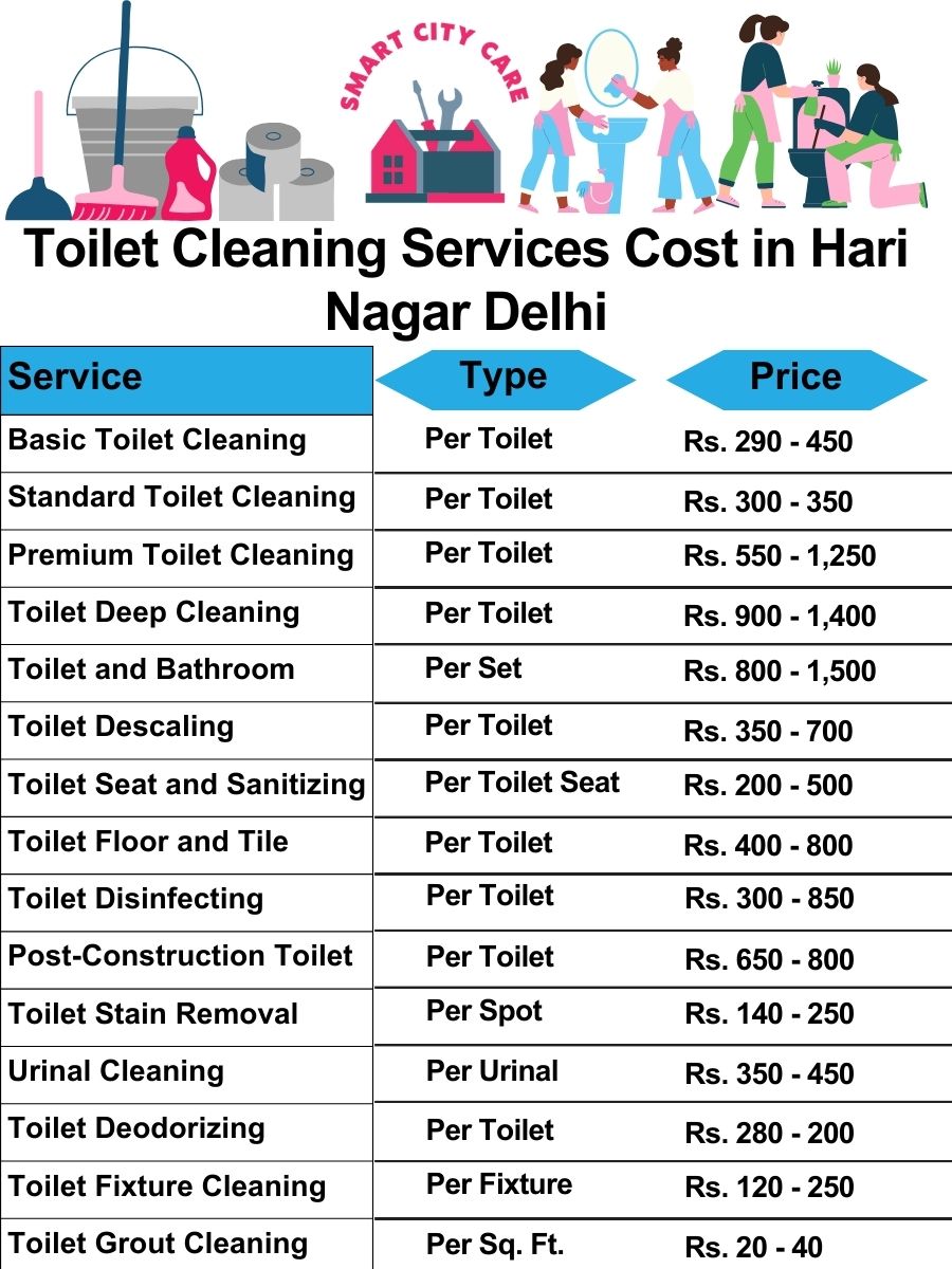 Toilet cleaning services price list in Hari Nagar, Delhi