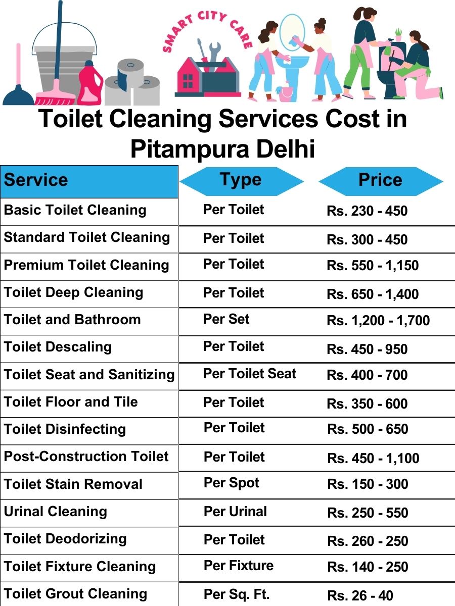 Toilet cleaning services price list in Pitampura, Delhi