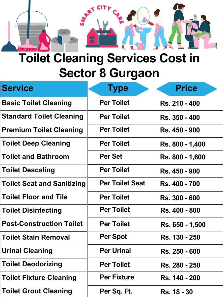 Toilet cleaning services price list in Sector 8, Gurgaon