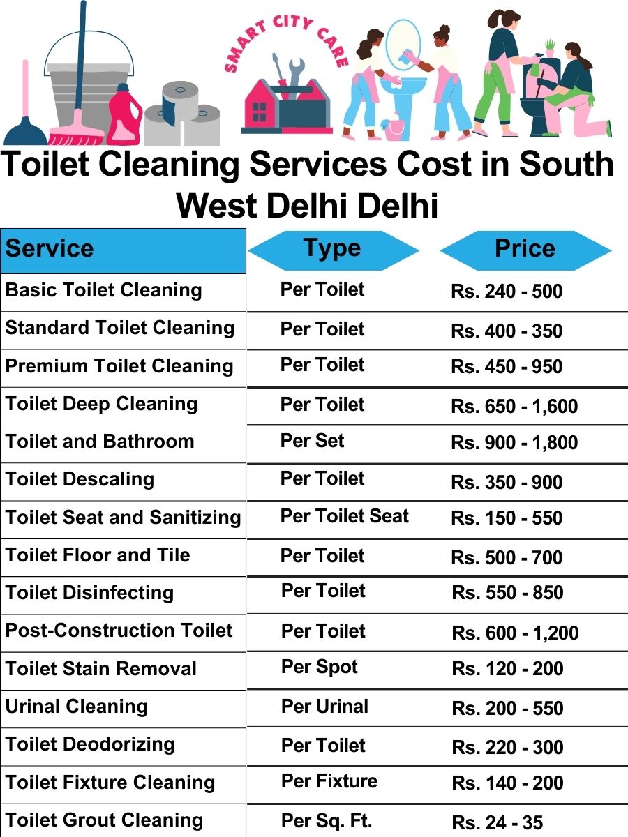 Toilet cleaning services price list in South West Delhi, Delhi