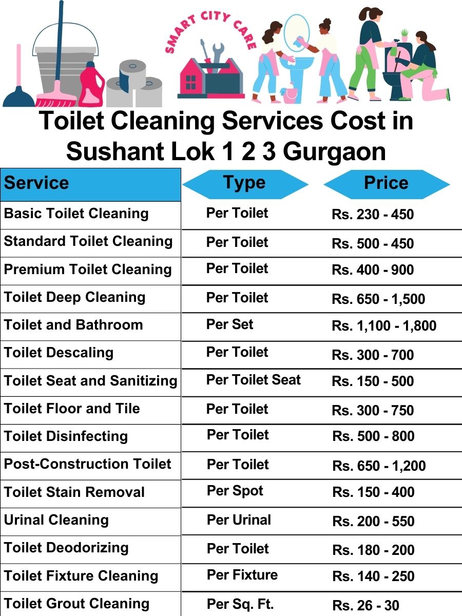 Toilet cleaning services price list in Sushant lok 1 2 3, Gurgaon