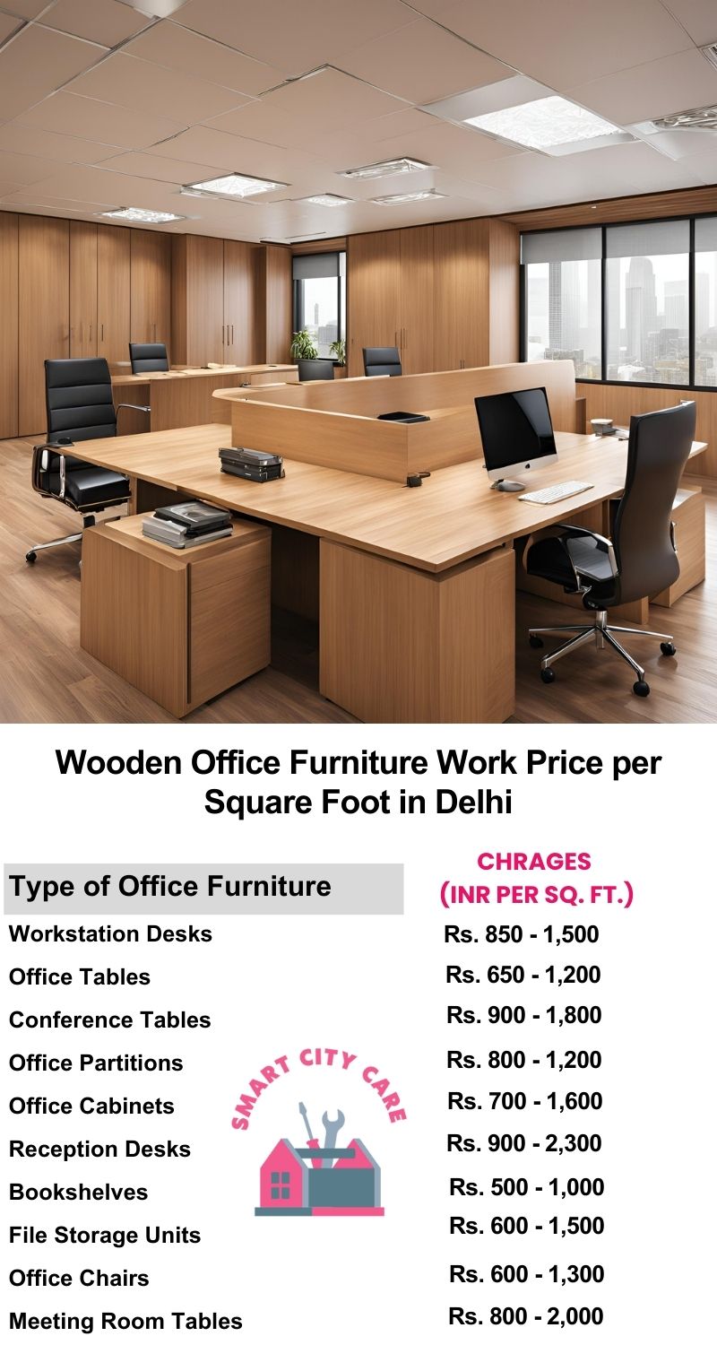 Wooden Office Furniture Work cost per Square Foot in Delhi