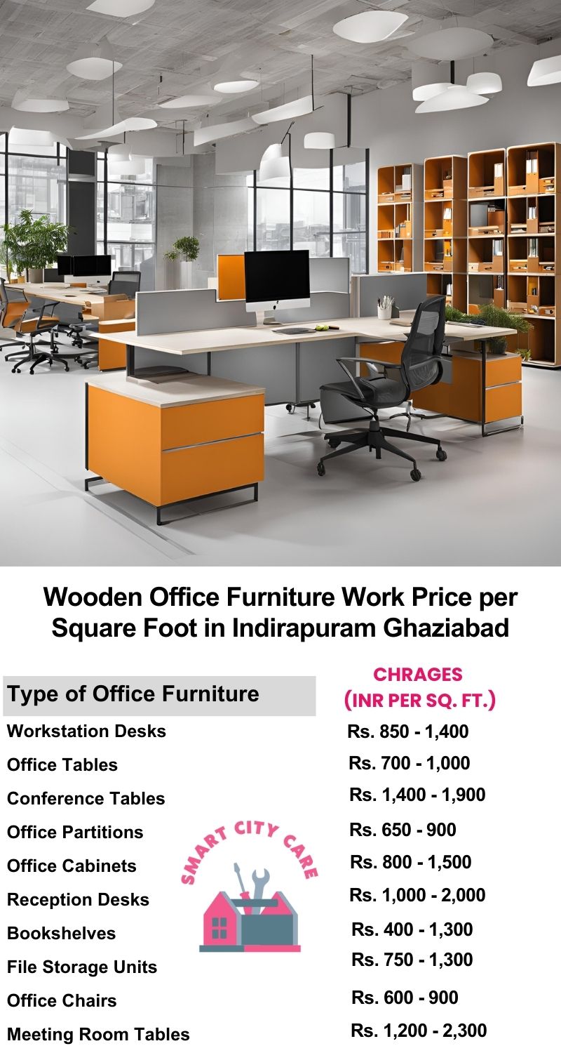 Wooden Office Furniture Work cost per Square Foot in Indirapuram,Ghaziabad