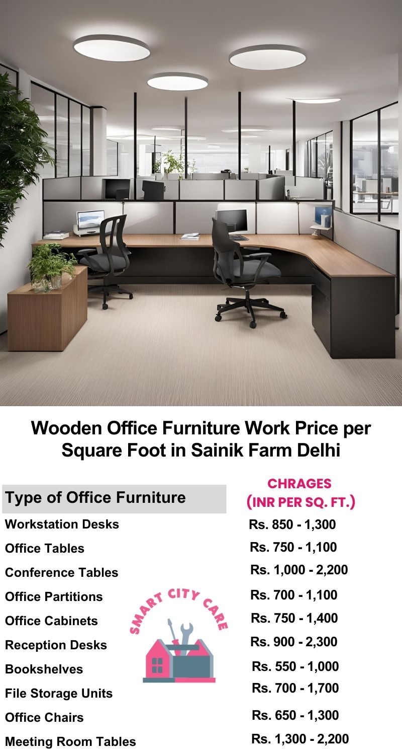 Wooden Office Furniture Work cost per Square Foot in Sainik Farm,Delhi